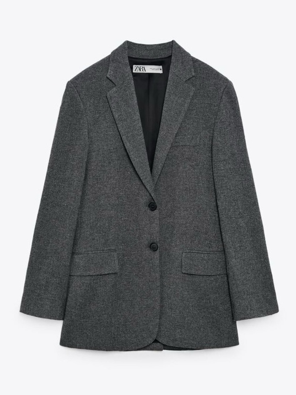 Zara Wool-Blend Pocket Blazer in Anthracite Gray